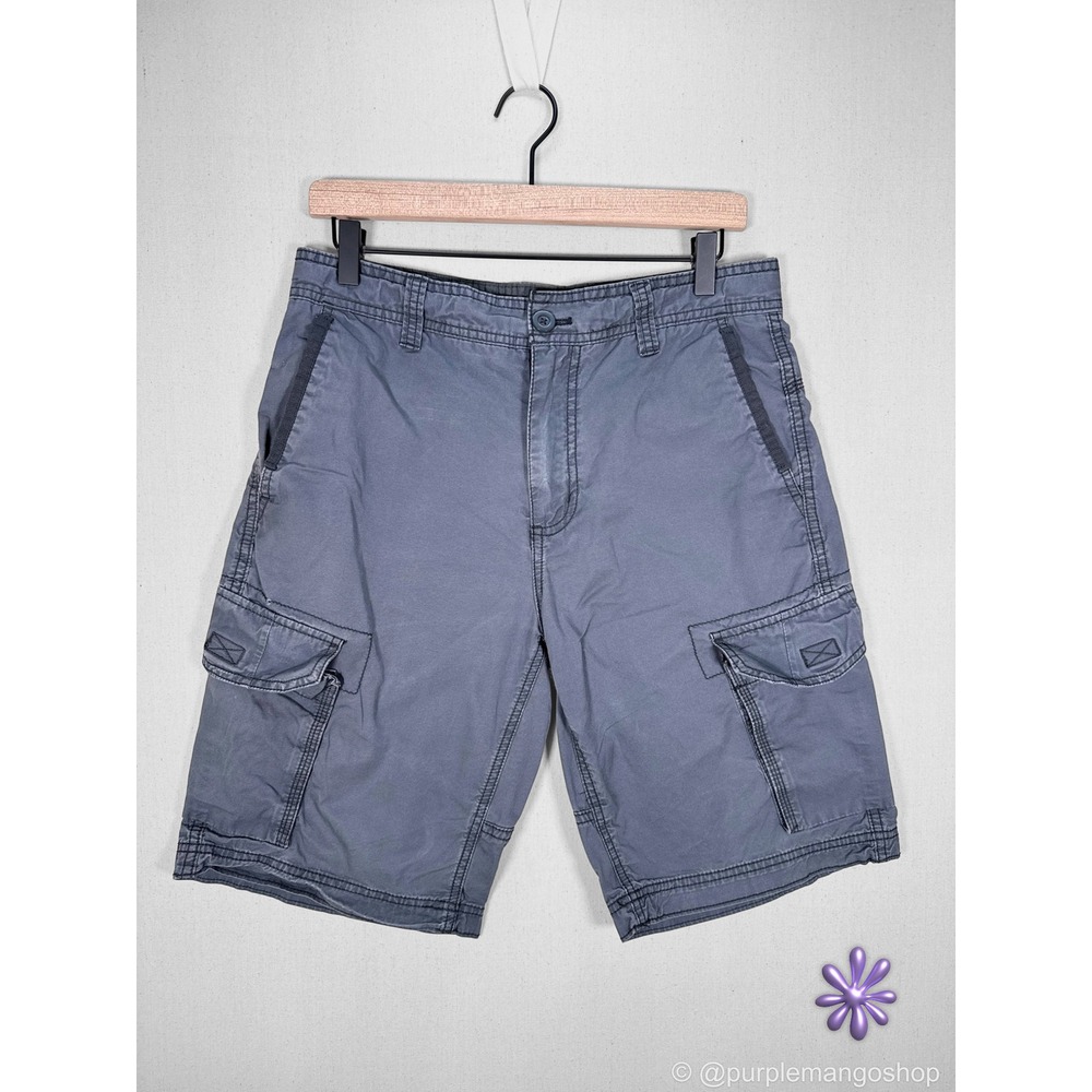 FADED GLORY Cargo Shorts Mens 30 Charcoal Grey Cotton Canvas Outdoor Hiking